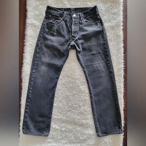 Levi's 501 Button Fly Black Straight Jeans Classic Style